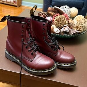 Dr. Martens Burgundy Leather 8-Eye Boots